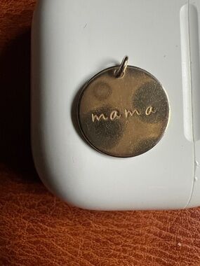 Gold filled “mama' Engraved Round Pendant Charm